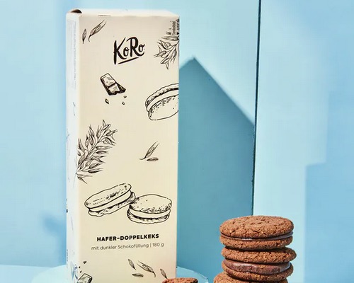 KoRo double oat biscuits with dark chocolate filling 180g - oat based cookie - Natural German